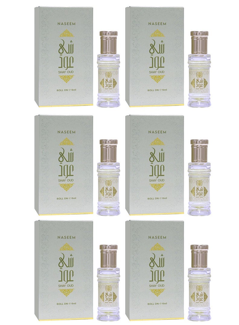 Shay Oud Perfume Oil Roll-On for Men - 6ml (Pack of 6)