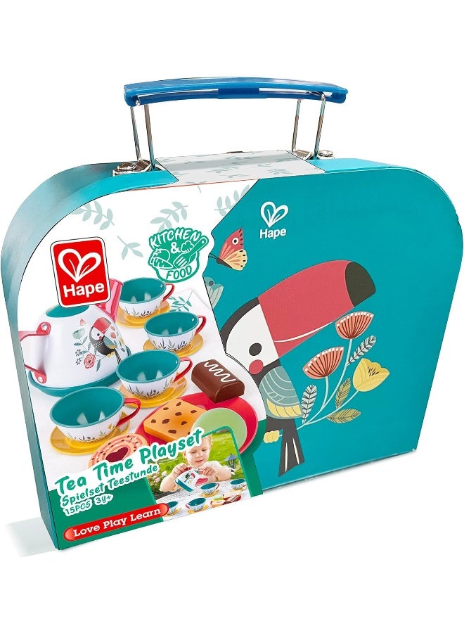 Hape Tea Time Play Set Tea Set with Case Kitchen Accessories Travel - Image 5