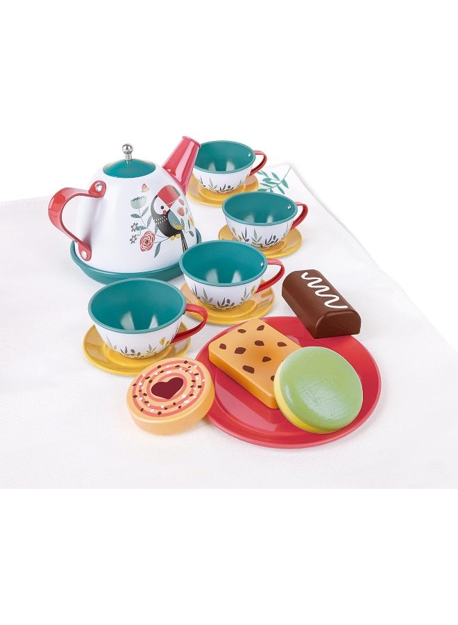 Hape Tea Time Play Set Tea Set with Case Kitchen Accessories Travel - Image 3