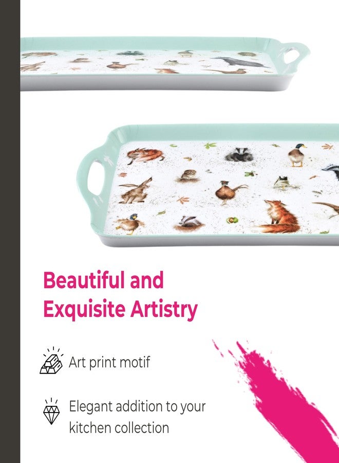 Pimpernel Wrendale Designs Collection Large Handled Tray | Serving Tray for Lunch, Coffee, or Breakfast | Made of Melamine for Indoor and Outdoor use | Measures 18.9" x 11.6" | Dishwasher Safe - Image 4