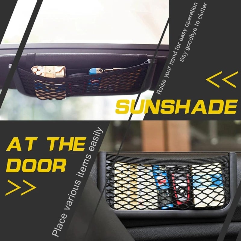 klarako Universal Car Seat Storage Net Bag, Resilient Car Seat Side Organizer, Auto Seat Storage Hanging Bag,Net Bag Mesh Pocket Organizer Stickon for Purse Bag Phone (S) - Image 2