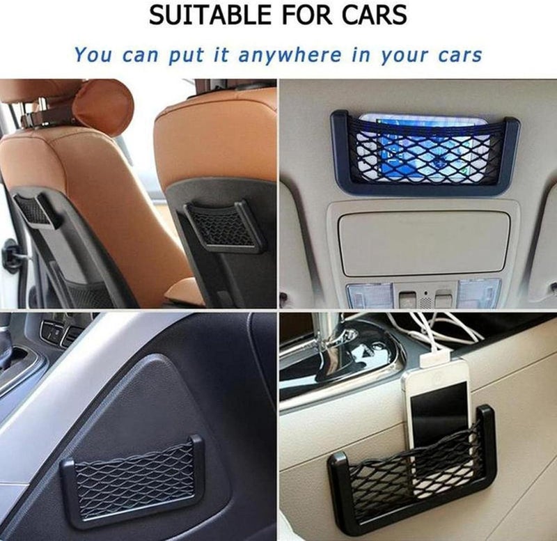 klarako Universal Car Seat Storage Net Bag, Resilient Car Seat Side Organizer, Auto Seat Storage Hanging Bag,Net Bag Mesh Pocket Organizer Stickon for Purse Bag Phone (S) - Image 4