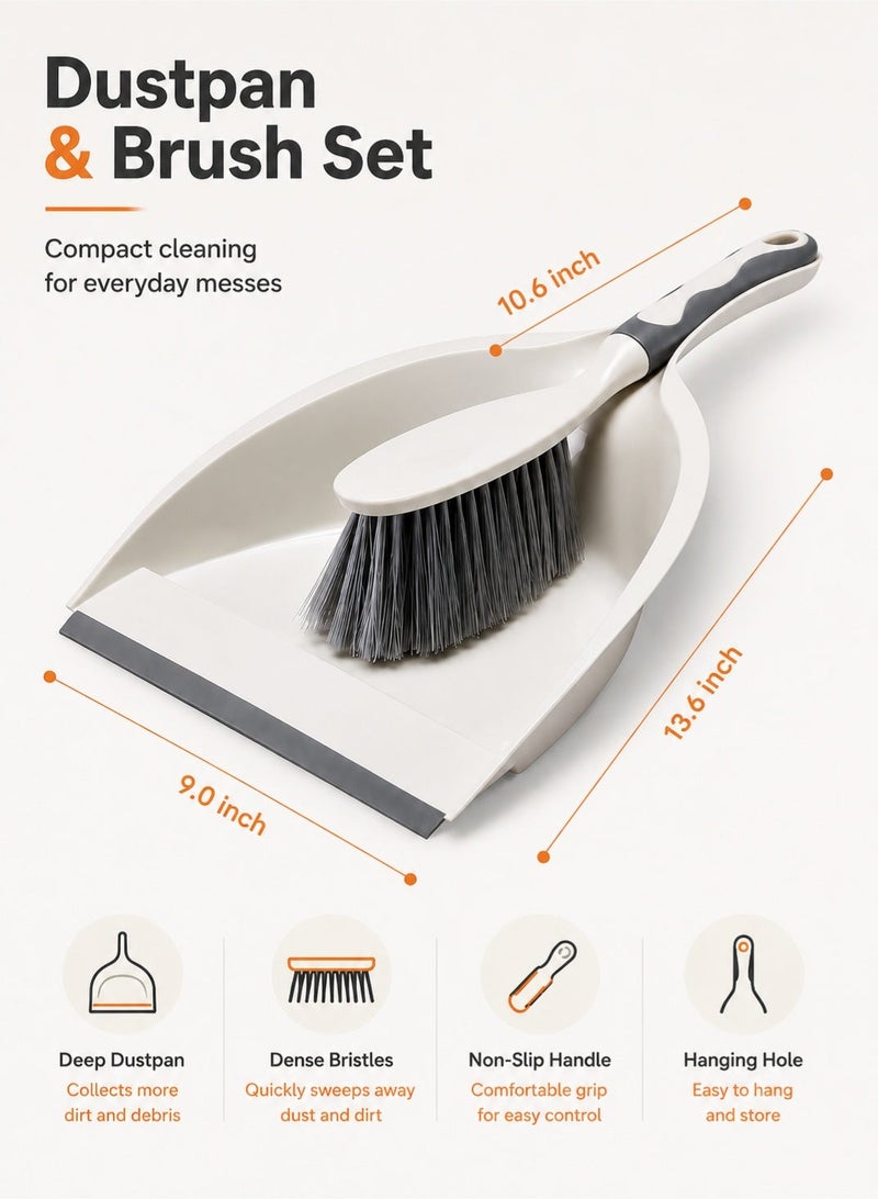 Leoxol Dustpan And Brush Set 2 Pcs | Hand Dust Pan With Portable Cleaning Brush | Compact Mini Broom Set For Floor Desk Pet Hair Keyboard Home Office - Image 2