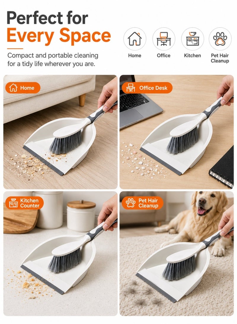 Leoxol Dustpan And Brush Set 2 Pcs | Hand Dust Pan With Portable Cleaning Brush | Compact Mini Broom Set For Floor Desk Pet Hair Keyboard Home Office - Image 5