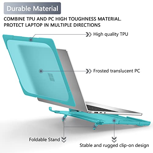 Batianda Heavy Duty Case for 135 Microsoft Surface Laptop 5 43 with Metal Palm RestShockproof Protective Cover with Fold Kickstand for Enhanced Durability Keyboard Cover Screen Protector Blue - Image 3