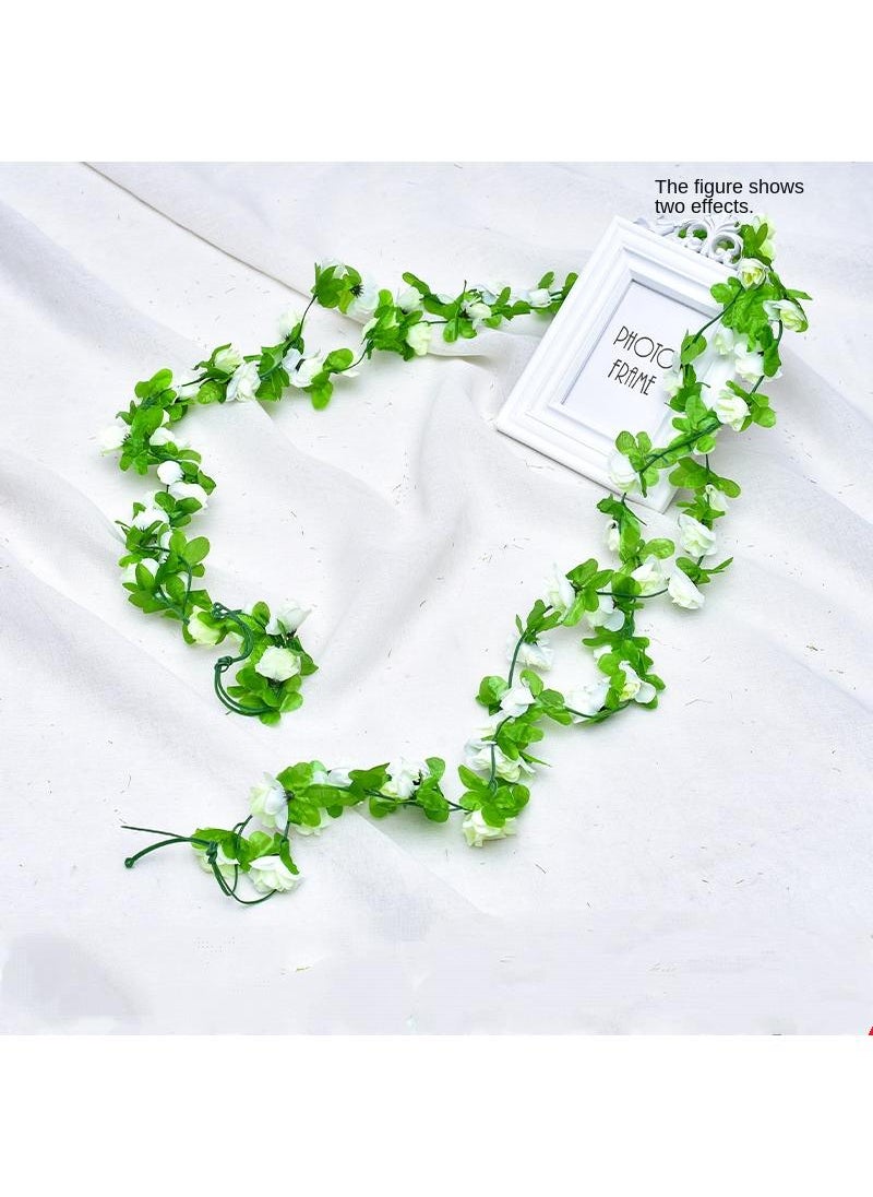 Generic 10Pcs Artificial flower rose vine wall decoration flower vine White  - Image 1