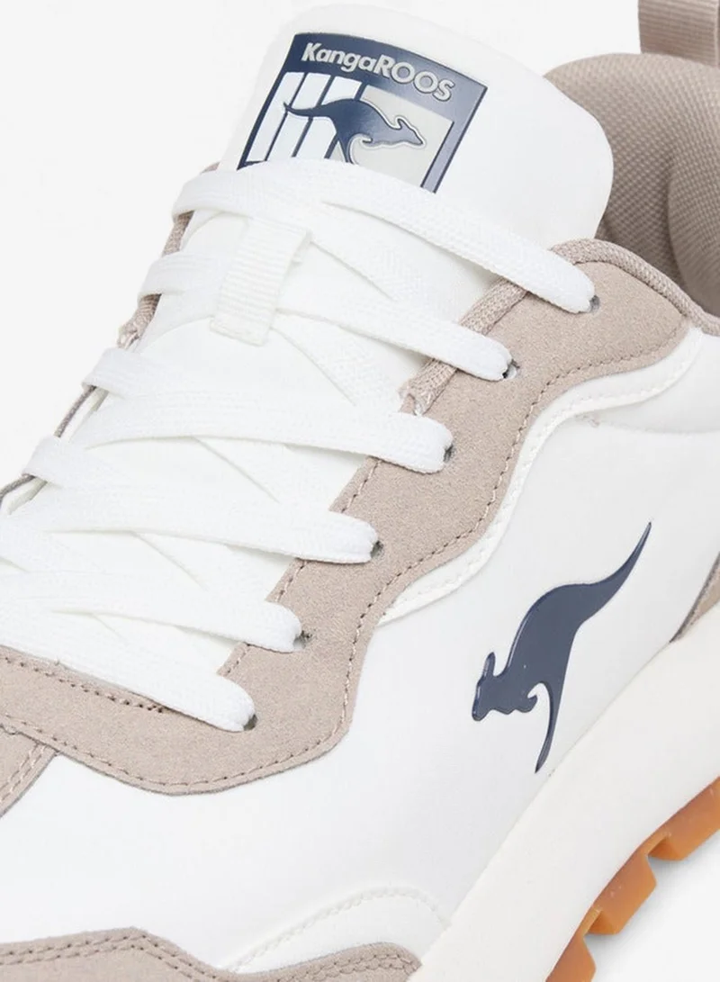 kangaROOS WHITE Men's Panelled Sneakers with Lace-Up Closure for Men | Best Price UAE
