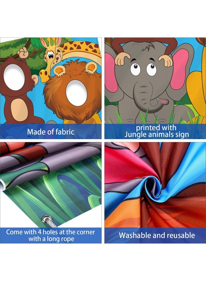 Blulu Jungle Safari Wild One Animals Birthday Party Decoration, Large Fabric Jungle Animals Backdrop Photo Door Banner, Funny Jungle Animals Face In Hole Game For Jungle Wild One Birthday Party Supplies - Image 4