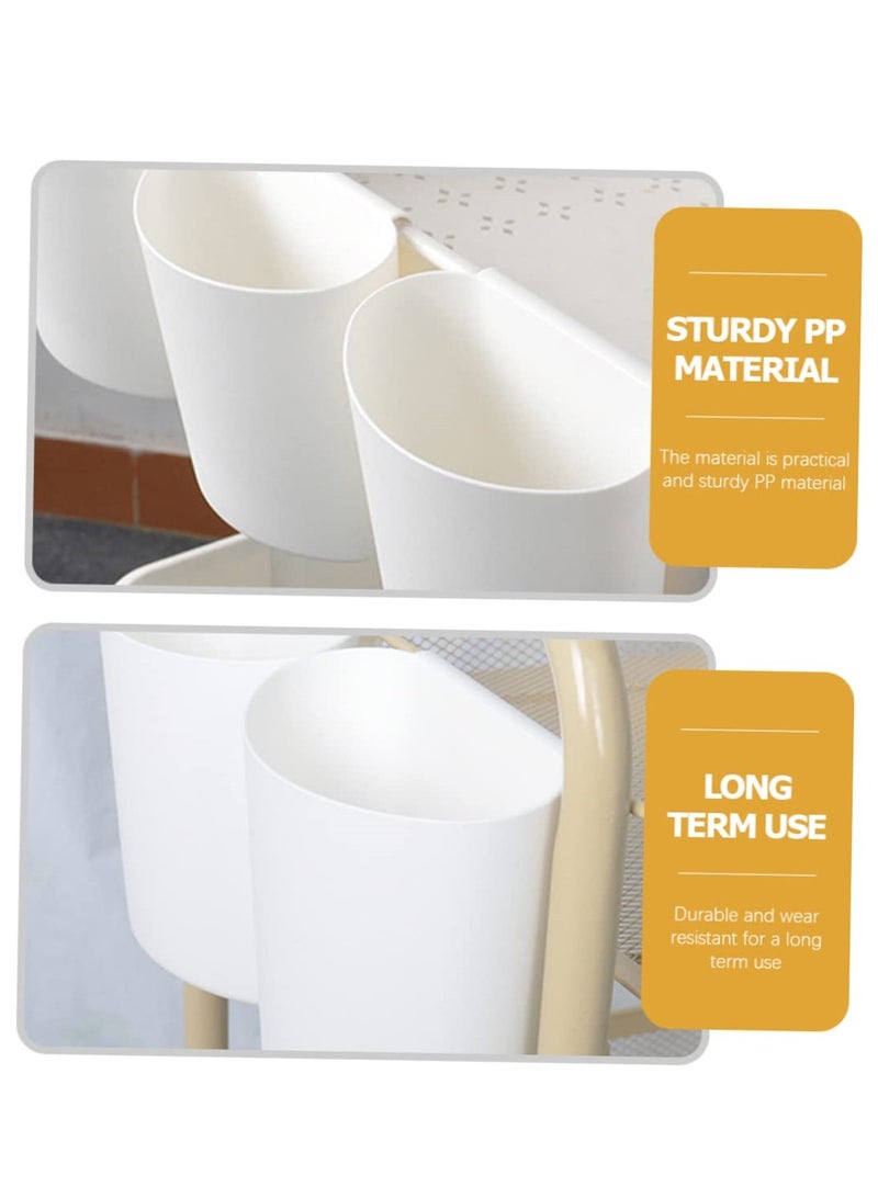 Barakah 4 Pack Hanging Cups for Storage Trolley and Cutlery Rack, Multifunctional Removable Storage Cart Accessories, White - Image 4