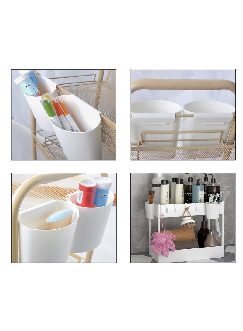 Barakah 4 Pack Hanging Cups for Storage Trolley and Cutlery Rack, Multifunctional Removable Storage Cart Accessories, White - Image 5