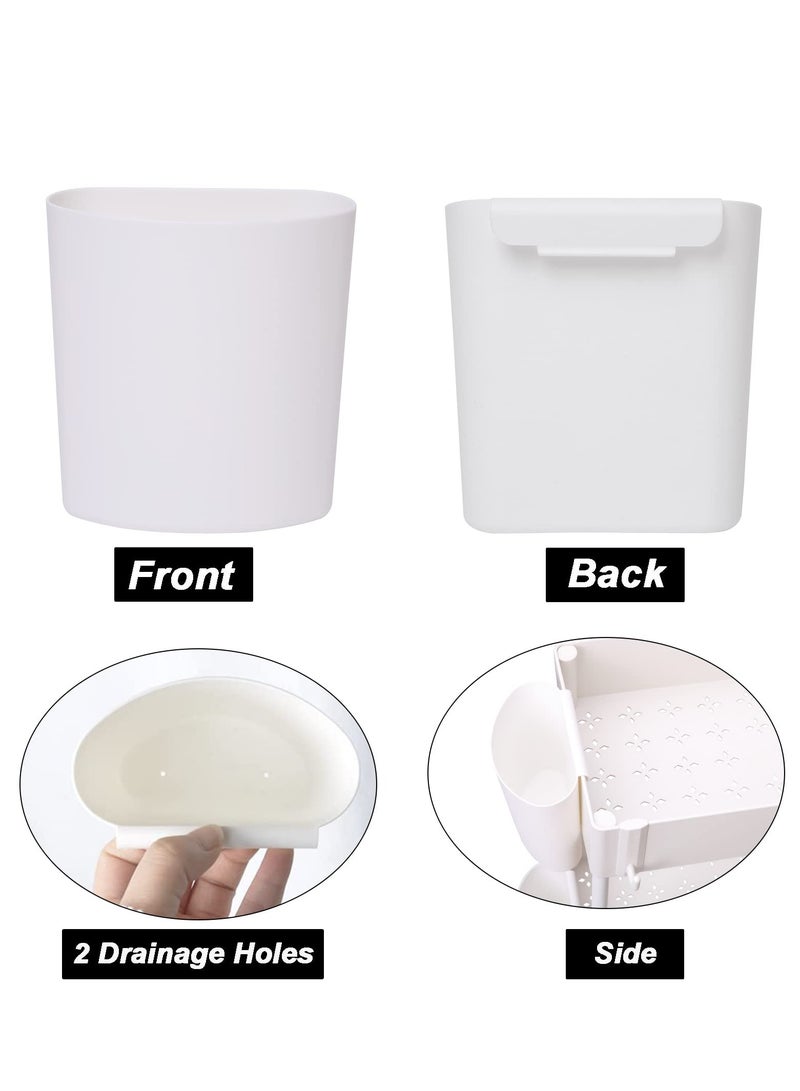 Barakah 4 Pack Hanging Cups for Storage Trolley and Cutlery Rack, Multifunctional Removable Storage Cart Accessories, White - Image 3