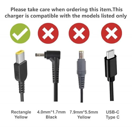 Maxelon Len-OVO 65W Orignal USB Slim Tip Rectangular pin Laptop Adapter/Charger for Select Models of Lenovo Laptops Black- (with 3 Pin Power Cable) - Image 4