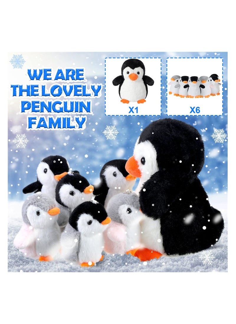 SYOSI - SYOSI, 7pcs Plush Stuffed Penguin Toys with Mom and Small Baby, Realistic Penguin Plushie Toy as Birthday Festival Gift for Kids Boys Girls, Sleep Partners - Image 1