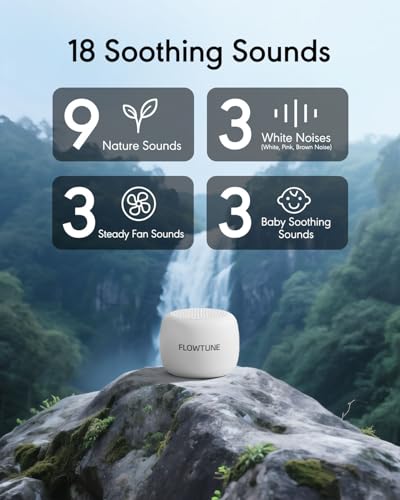 FLOWTUNE Sound Machine Flowtune White Noise Machine for Baby Adults, Mini Portable Sound Machine for Travel, 6H Timer, 18 Soothing Sleep Sounds Gift - Image 2