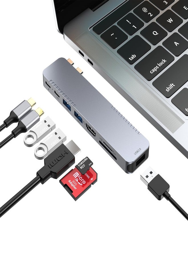 BHHB M82 USB C Hub, Adapter for MacBook Pro Air 8-in-2 for MacBook Accessories with 4K HDMI, PD 100W 40Gbps Thunderbolt 3, USB-C, USB 3.0&2.0, SD and TF Card Slot - Image 1