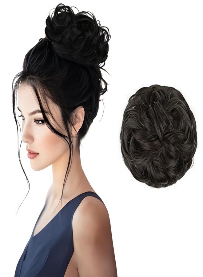 BLUSHIA 1PCS Messy Bun Hair Piece Synthetic Hair Extension Black - Image 2