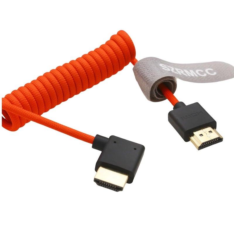 اس زد ار ام سي سي كابل 8K HDMI إلى HDMI بزاوية قائمة فائق السرعة ملفوف مضفر للكاميرا Z Cam E2 Sony FX6 FX9 Canon EOS C70 C300 Portkeys BM5 Atomos Ninjav V Shogun Monitor - Image 5