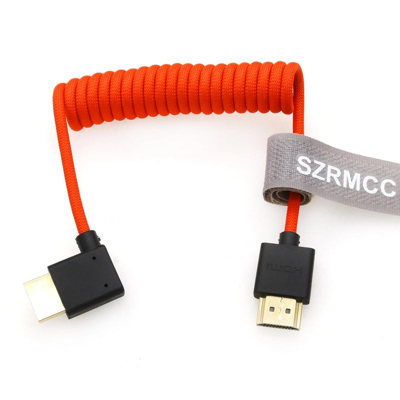 اس زد ار ام سي سي كابل 8K HDMI إلى HDMI بزاوية قائمة فائق السرعة ملفوف مضفر للكاميرا Z Cam E2 Sony FX6 FX9 Canon EOS C70 C300 Portkeys BM5 Atomos Ninjav V Shogun Monitor - Image 3