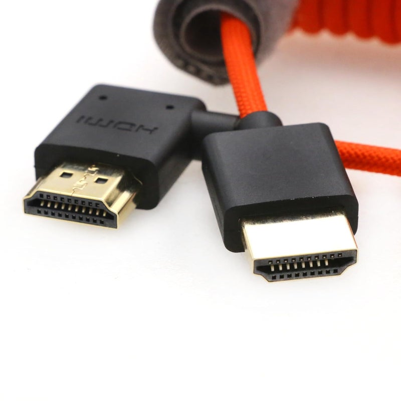 اس زد ار ام سي سي كابل 8K HDMI إلى HDMI بزاوية قائمة فائق السرعة ملفوف مضفر للكاميرا Z Cam E2 Sony FX6 FX9 Canon EOS C70 C300 Portkeys BM5 Atomos Ninjav V Shogun Monitor - Image 4