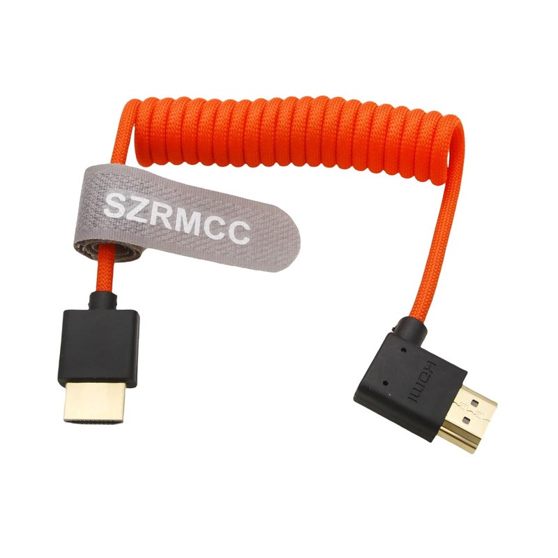 اس زد ار ام سي سي كابل 8K HDMI إلى HDMI بزاوية قائمة فائق السرعة ملفوف مضفر للكاميرا Z Cam E2 Sony FX6 FX9 Canon EOS C70 C300 Portkeys BM5 Atomos Ninjav V Shogun Monitor - Image 1
