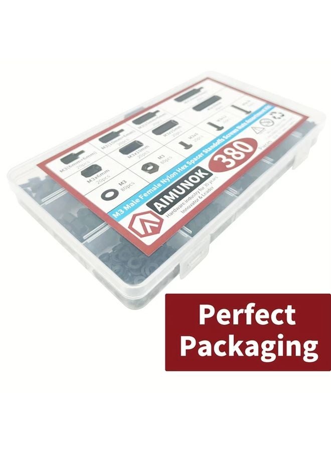 380pcs Black M3 Nylon Hex Standoff Spacer Screw Nut Assorted Kit For PCB Motherboard - Image 5