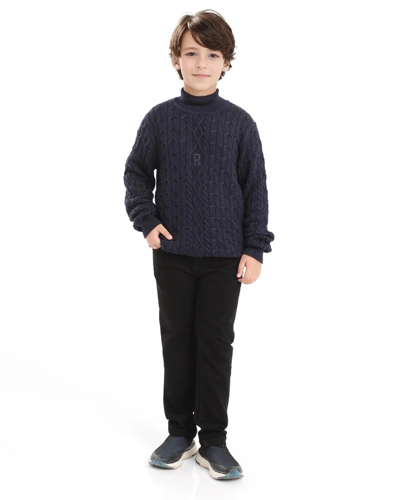 Rare Ones Rare Ones Kids Congo Navy Full Sleeve Jacquard Sweater