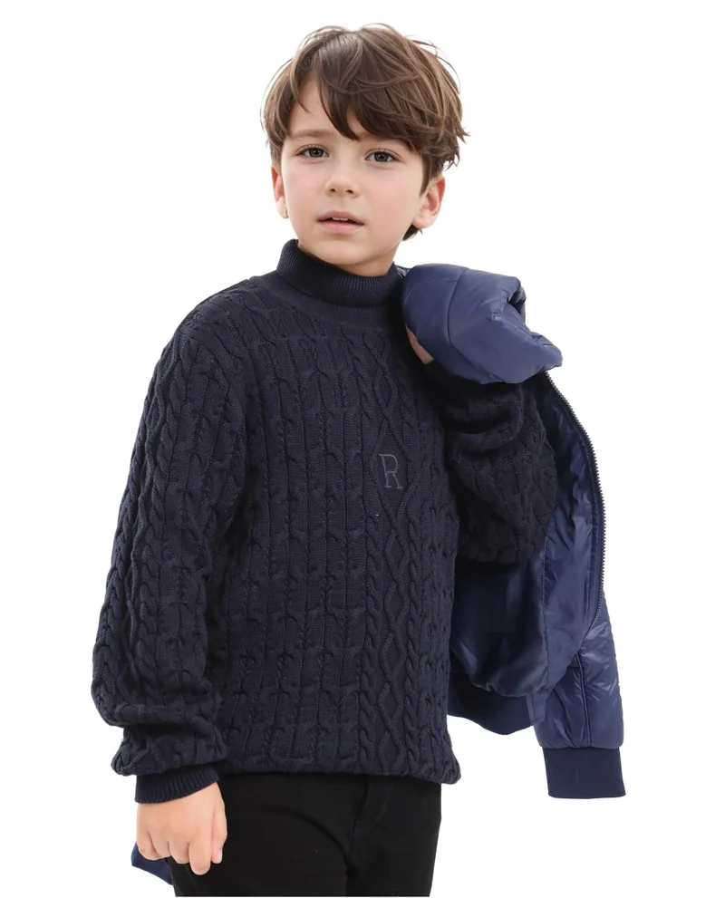 Rare Ones Rare Ones Kids Congo Navy Full Sleeve Jacquard Sweater