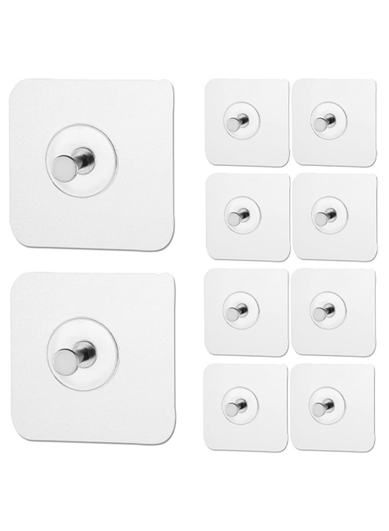 10 PCS Reusable Adhesive Wall Hooks Transparent , Waterproof and Oilproof For Bathroom Kitchen Heavy Duty  - Image 1
