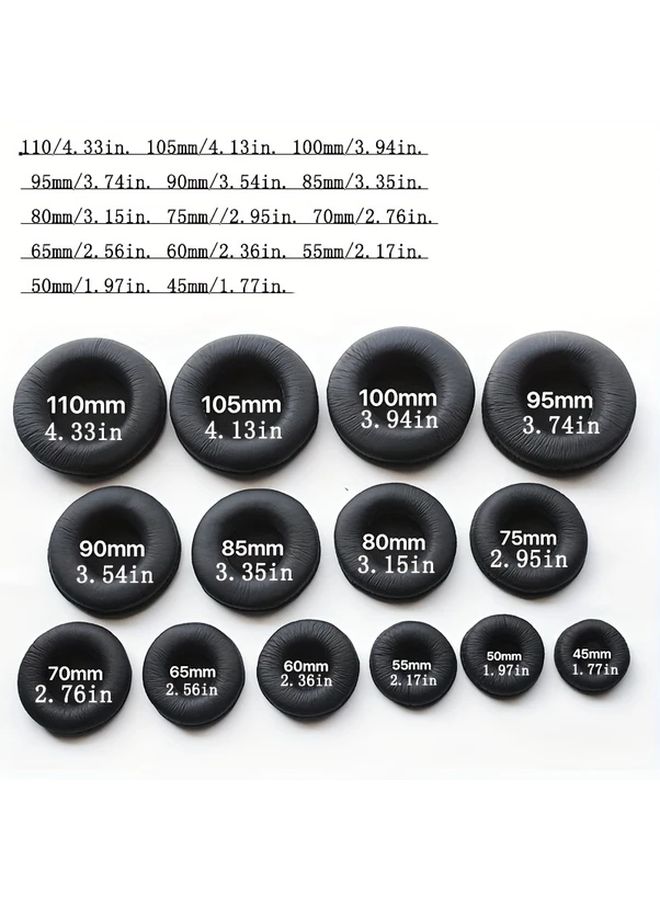 Anti Noise Headphone Ear Cushion Set 2 Pcs PU Leather Protective Pads Size 4 5cm - Image 2