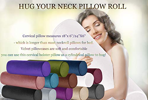 Tinbolunce Memory Foam Round Neck Pillow for Sleeping, Neck Pain Relief, Side Back Stomach Sleeper, Car or Office Chair Sofa,Cervical Bolster Length 24" x 6" Diameter (Navy Blue) - Image 3