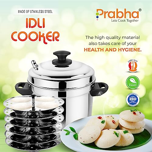 Prabha Stainless Steel Idli Maker | Idli Cooker Steel 6 plates 24 Idli | Idly Cooking Pot Vacuum Idli Maker/Momo Maker/Multi Kadai/Steamer | Idly Maker/Momo Maker/Multi Kadai/Steamer Set - Image 5