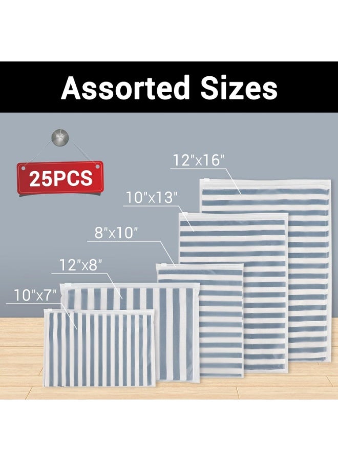ZOVO T Shirt Bags 3 Mil Thick, 5 Sizes 12x16" 10x13" 8x10" 12x8" 10x7" Pack of 25, Resealable Zip Packaging Poly Bags Durable for Business Packing Shipping Travel, Frosted, with Vent Hole - Image 2