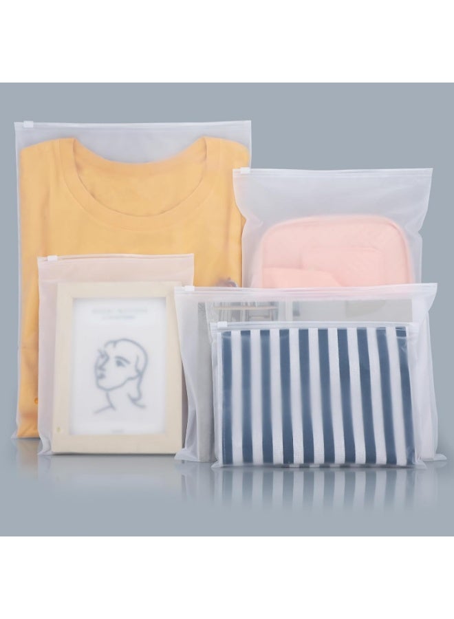 ZOVO T Shirt Bags 3 Mil Thick, 5 Sizes 12x16" 10x13" 8x10" 12x8" 10x7" Pack of 25, Resealable Zip Packaging Poly Bags Durable for Business Packing Shipping Travel, Frosted, with Vent Hole - Image 1