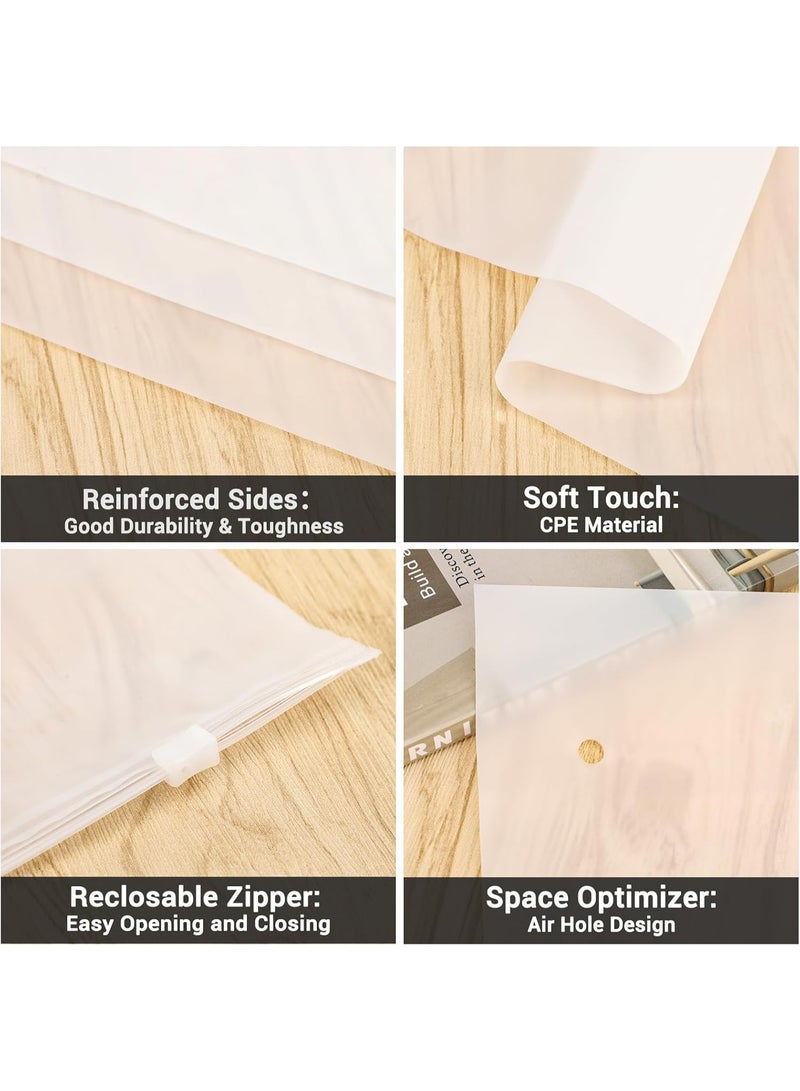 ZOVO T Shirt Bags 3 Mil Thick, 5 Sizes 12x16" 10x13" 8x10" 12x8" 10x7" Pack of 25, Resealable Zip Packaging Poly Bags Durable for Business Packing Shipping Travel, Frosted, with Vent Hole - Image 3