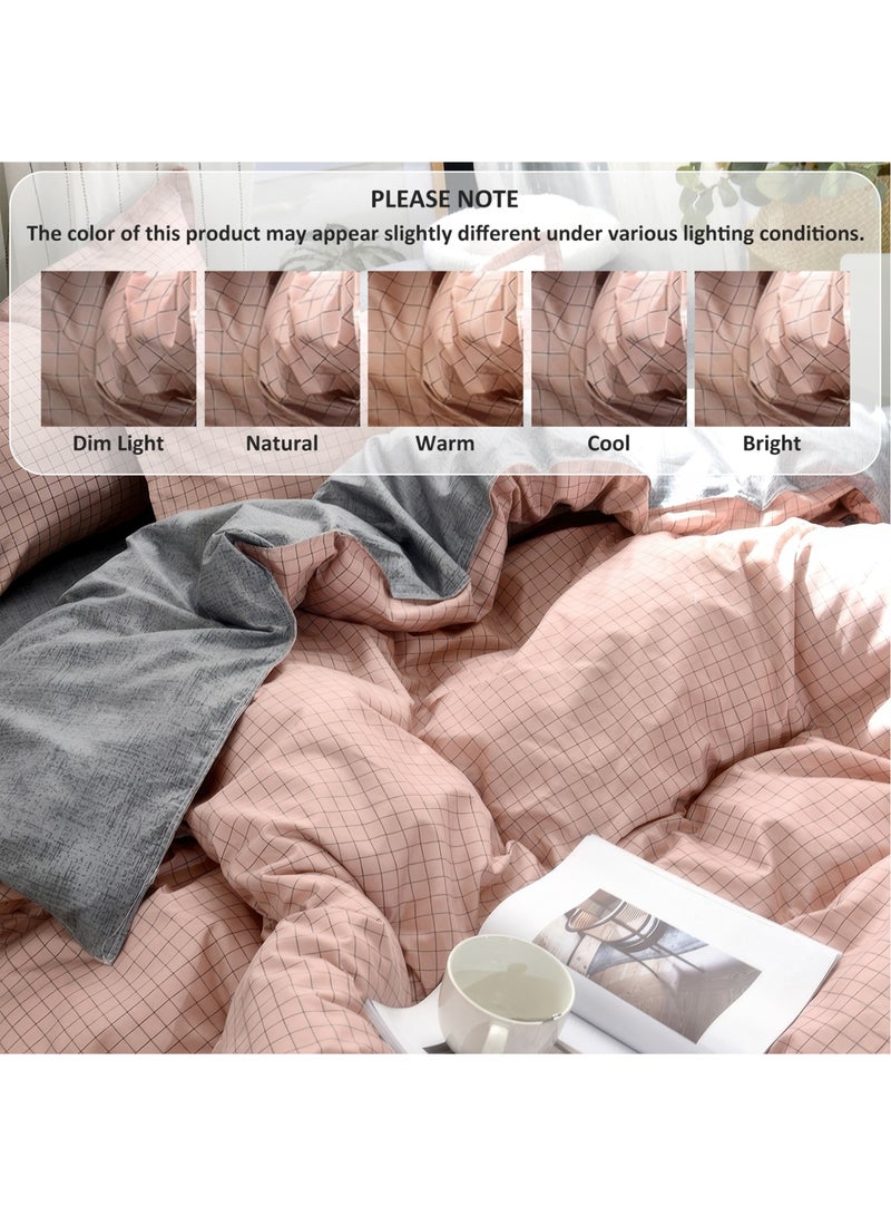 زيريفام طقم غطاء لحاف من 4 قطع، طقم غطاء لحاف من الألياف الدقيقة فائقة النعومة مع سحاب إغلاق، طقم فراش قطني مع غطائين للوسائد (200 × 230 سم) - Image 3