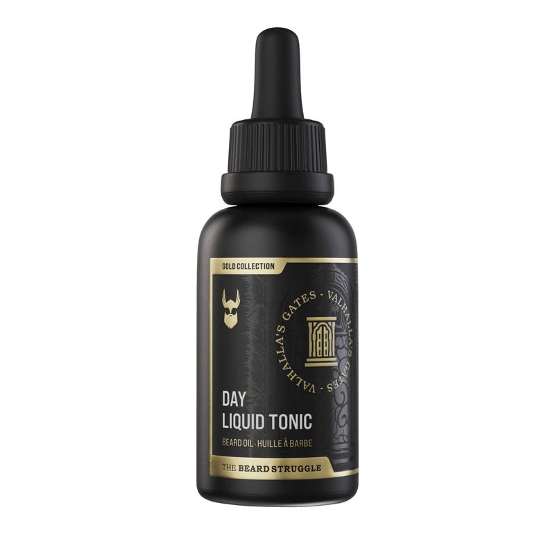 The Beard Struggle Day Liquid Tonic Beard Oil Gold Collection Valhallas Gates Beard Oil for Men Moisturize Softens Hair Reduces Itch Day Time Beard Growth Oil 1 Fl oz