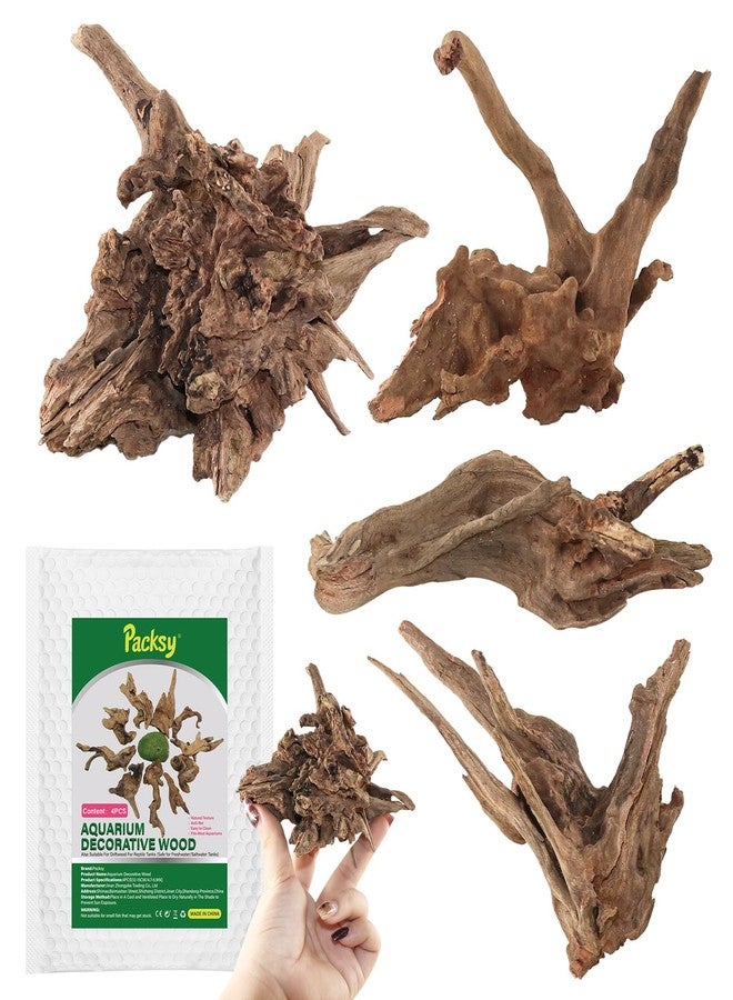 Packsy 4pcs Natural Aquarium Driftwood Decoration,Perfect for Aquascaping,Fish Tanks and Reptile Habitats,Enhances Underwater Aesthetics and Provides Hiding Spots for Fish(4pcs/4-6inches) - Image 1