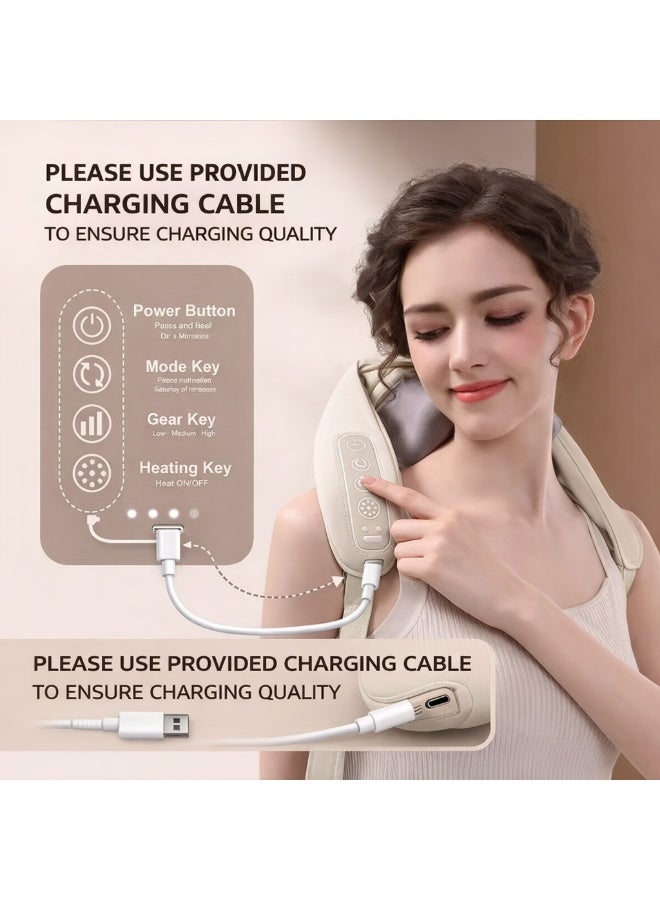 AUX Rechargeable Neck & Shoulder Massager with Heat – Deep Tissue Kneading for Back & Feet – Electric Wireless Massager for Muscle Pain Relief & Daily Relaxation - Image 4