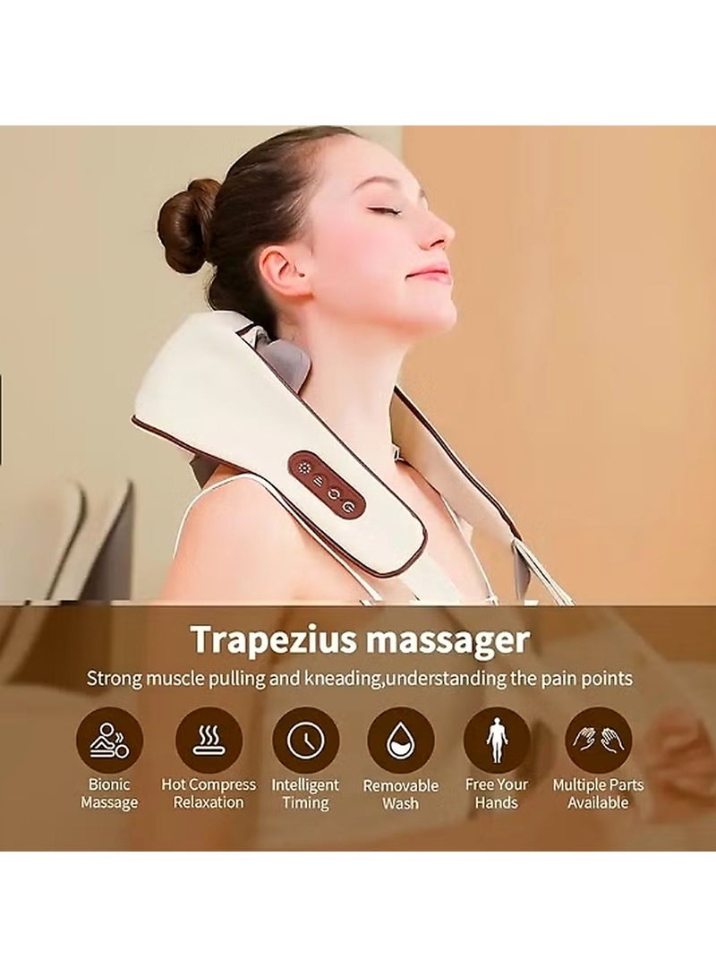 AUX Rechargeable Neck & Shoulder Massager with Heat – Deep Tissue Kneading for Back & Feet – Electric Wireless Massager for Muscle Pain Relief & Daily Relaxation - Image 3