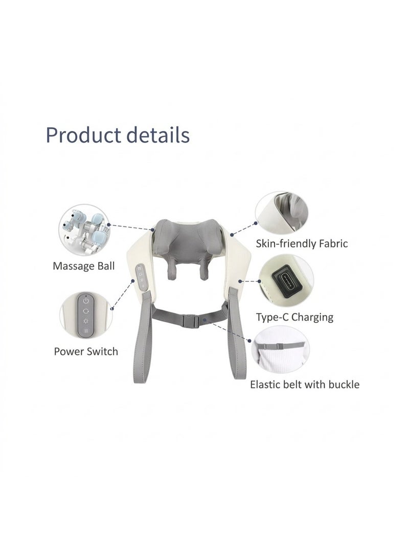 AUX Rechargeable Neck & Shoulder Massager with Heat – Deep Tissue Kneading for Back & Feet – Electric Wireless Massager for Muscle Pain Relief & Daily Relaxation - Image 2