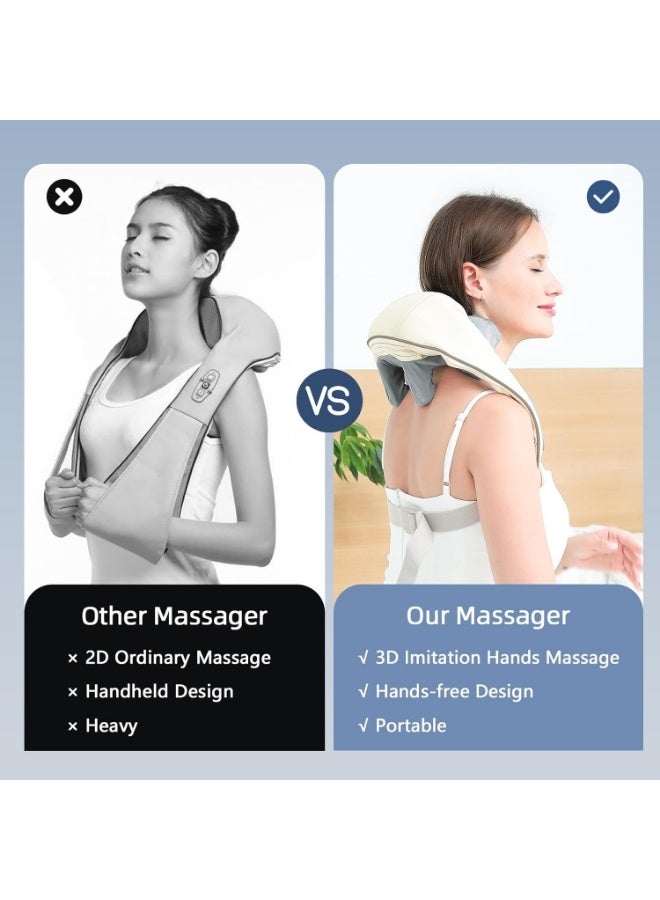AUX Rechargeable Neck & Shoulder Massager with Heat – Deep Tissue Kneading for Back & Feet – Electric Wireless Massager for Muscle Pain Relief & Daily Relaxation - Image 3