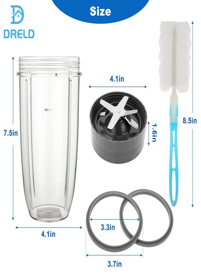 DRELD 32oz Blender Cup and Extractor Blade with 2 Rubber Gasket, 5 Pieces Compatible with Nutribullet 600W/900W High-Speed Blender/Mixer System - Image 5
