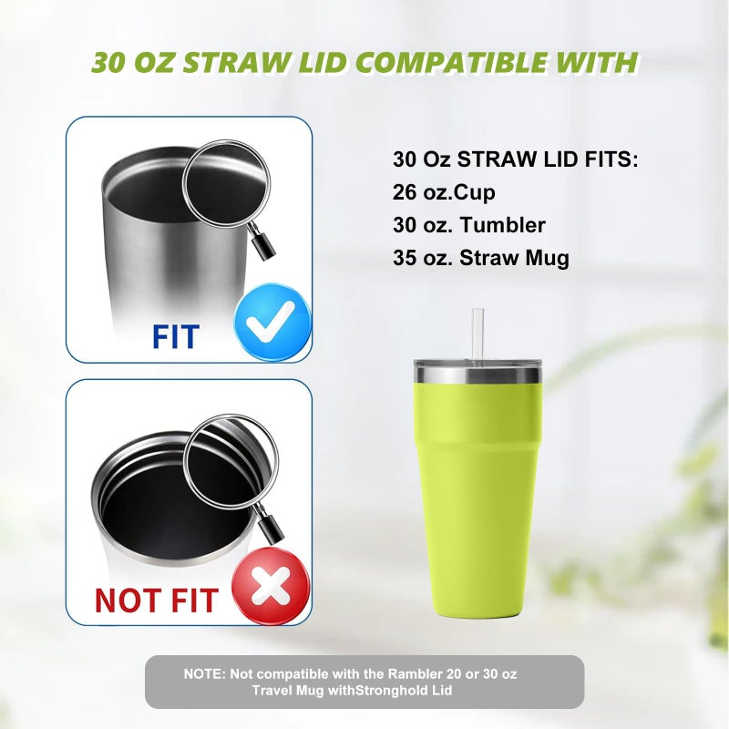 LiStarUs 30 oz Tumbler Straw Lid, 2 Pack Replacement Lids for YETI 26oz/30oz/35oz Straw Mug, Transparent Travel Tumbler Top with BPA Free and Shatter-proof - Image 5