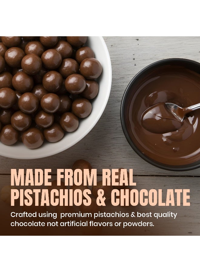 Karish Pistachio Milk Chocolate Dragee 50g – Crunchy Sweet Nut Snack – Made in UAE – Premium Pistachio Coated in Milk Chocolate - Image 2