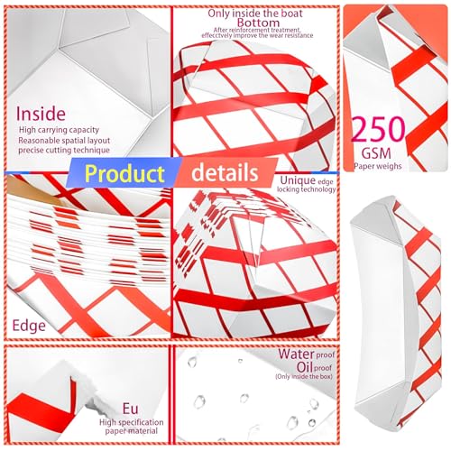 MotBach 100 Pack 2Lb Paper Food Boat Trays Disposable Paper Boat Plate Containers, Kraft Food Serving Tray Boats Baskets Bowls for Snack Popcorn Dessert BBQ Hot Dog Sandwich Burger Taco Fries Nacho - Image 3