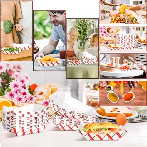 MotBach 100 Pack 2Lb Paper Food Boat Trays Disposable Paper Boat Plate Containers, Kraft Food Serving Tray Boats Baskets Bowls for Snack Popcorn Dessert BBQ Hot Dog Sandwich Burger Taco Fries Nacho - Image 5