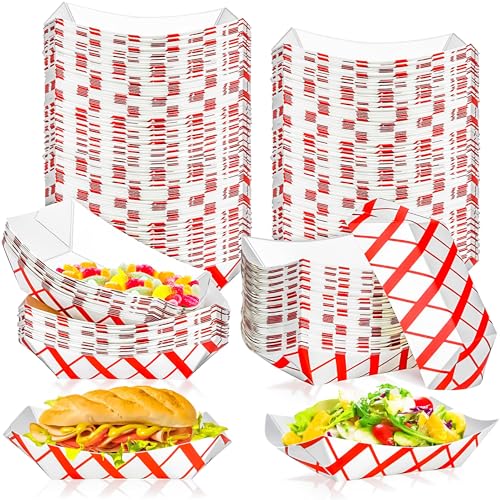 MotBach 100 Pack 2Lb Paper Food Boat Trays Disposable Paper Boat Plate Containers, Kraft Food Serving Tray Boats Baskets Bowls for Snack Popcorn Dessert BBQ Hot Dog Sandwich Burger Taco Fries Nacho - Image 1