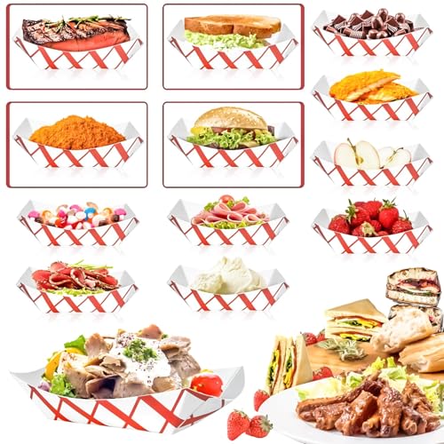 MotBach 100 Pack 2Lb Paper Food Boat Trays Disposable Paper Boat Plate Containers, Kraft Food Serving Tray Boats Baskets Bowls for Snack Popcorn Dessert BBQ Hot Dog Sandwich Burger Taco Fries Nacho - Image 4