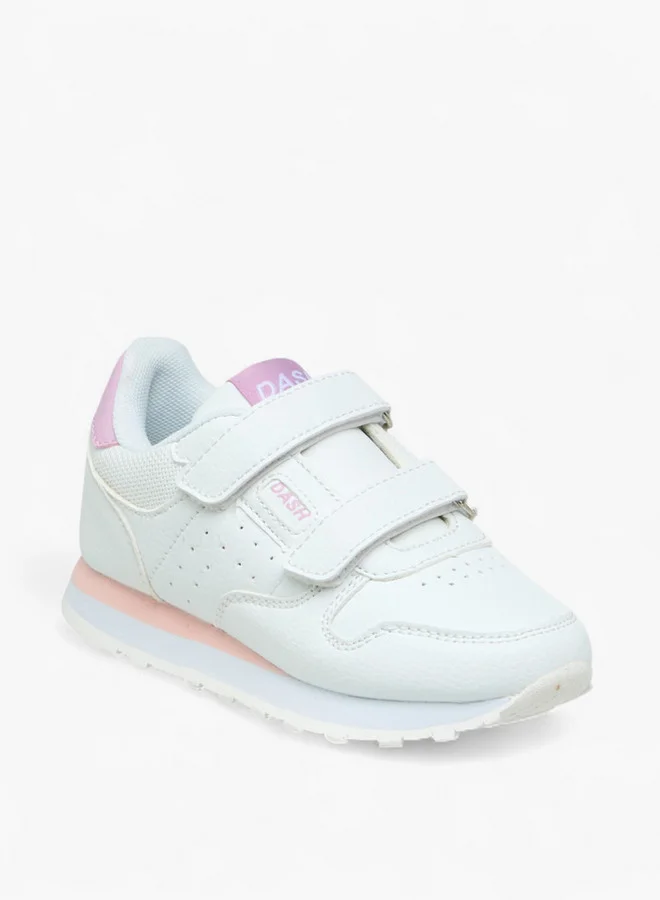 Dash Panelled Sneakers with Hook and Loop Closure