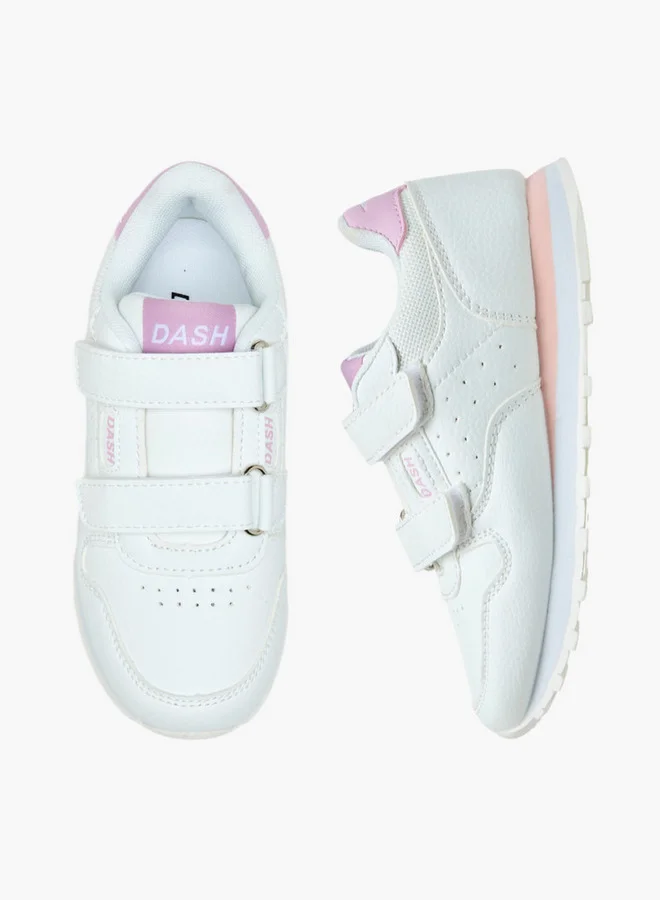 Dash Panelled Sneakers with Hook and Loop Closure